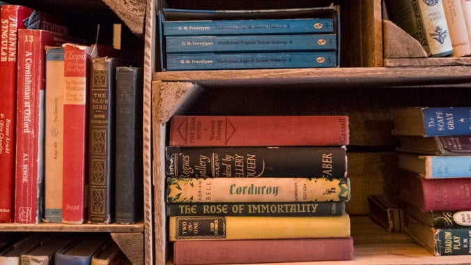 A pile of books in the second-hand shop at Stowe